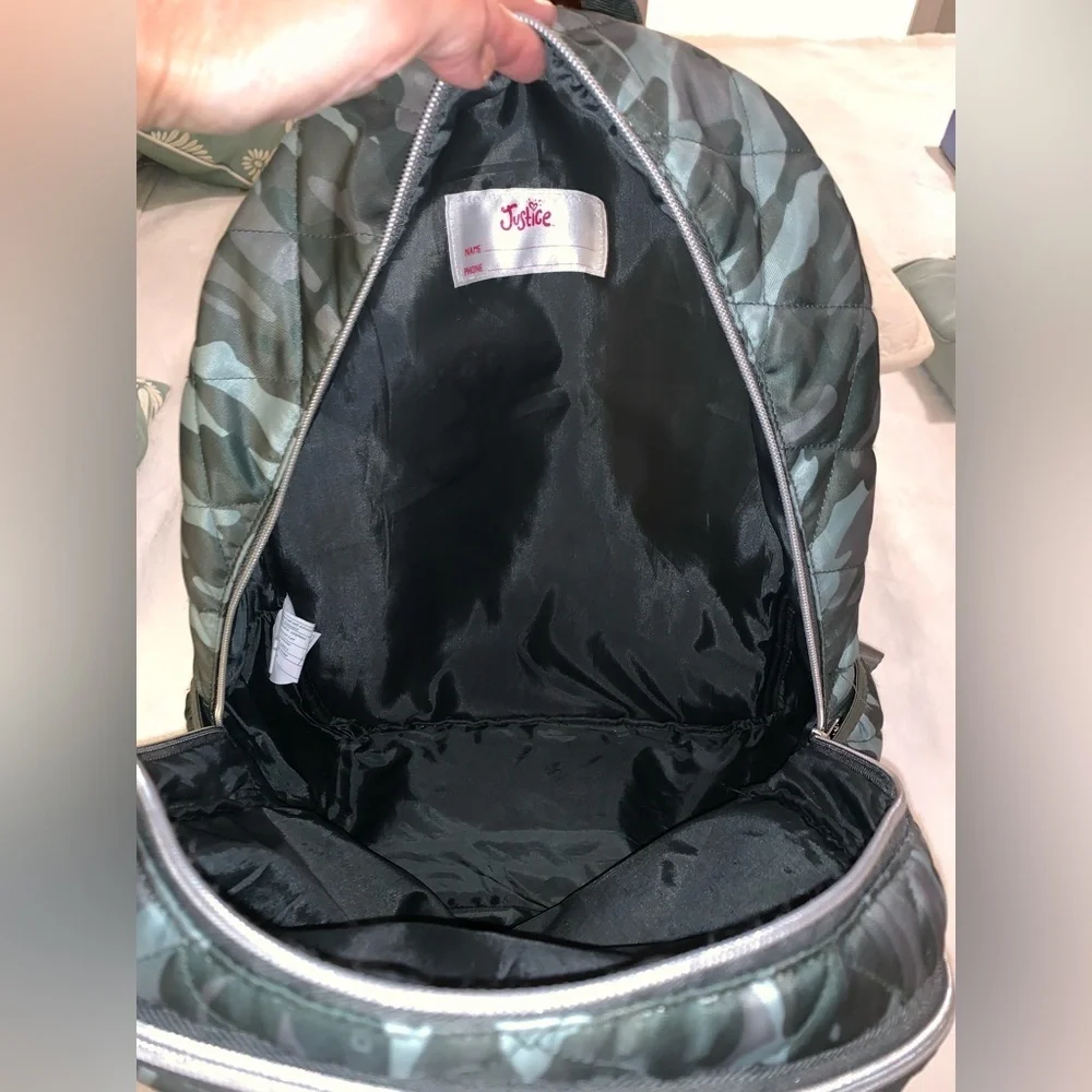 Justice book bag backpack absolutely like new! camouflage